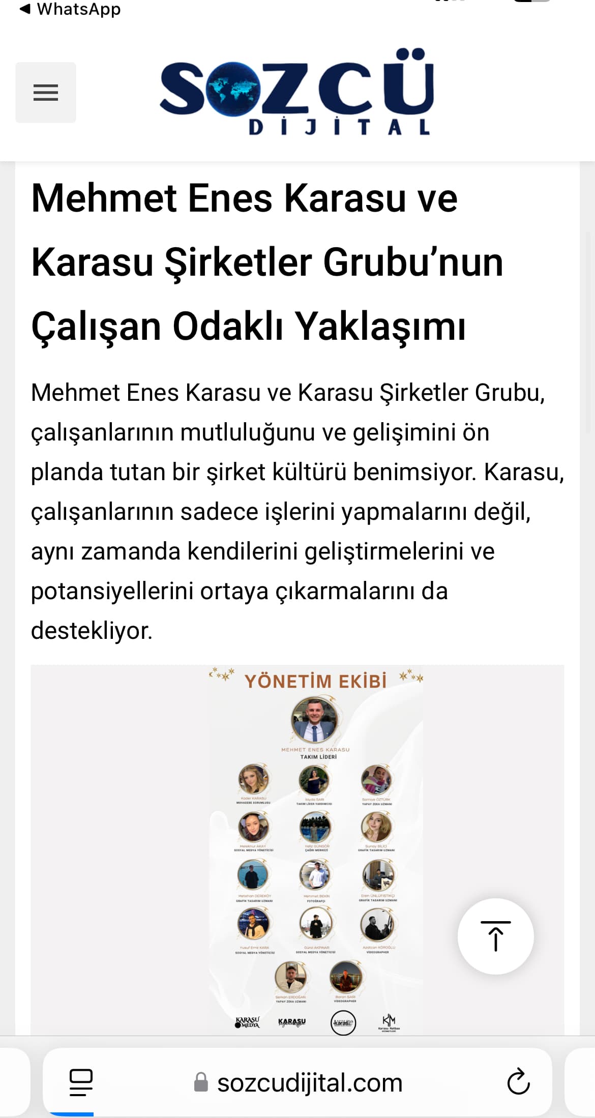 Sözcü Dijital'de şirketimizle ilgili haber